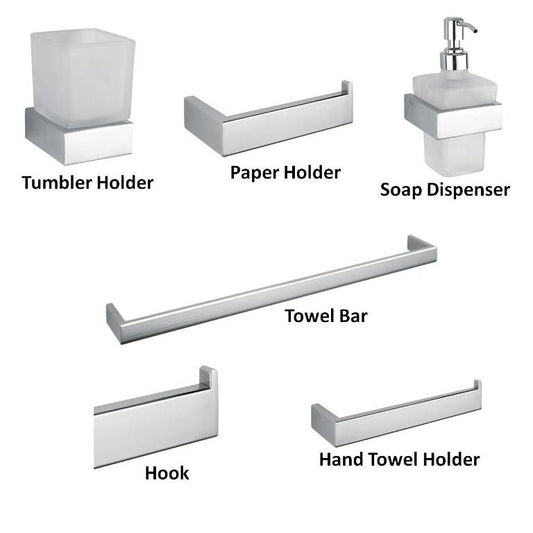 AQUA DECOR ACC 34 6-Piece Modern Bathroom Accessory Set - Chrome