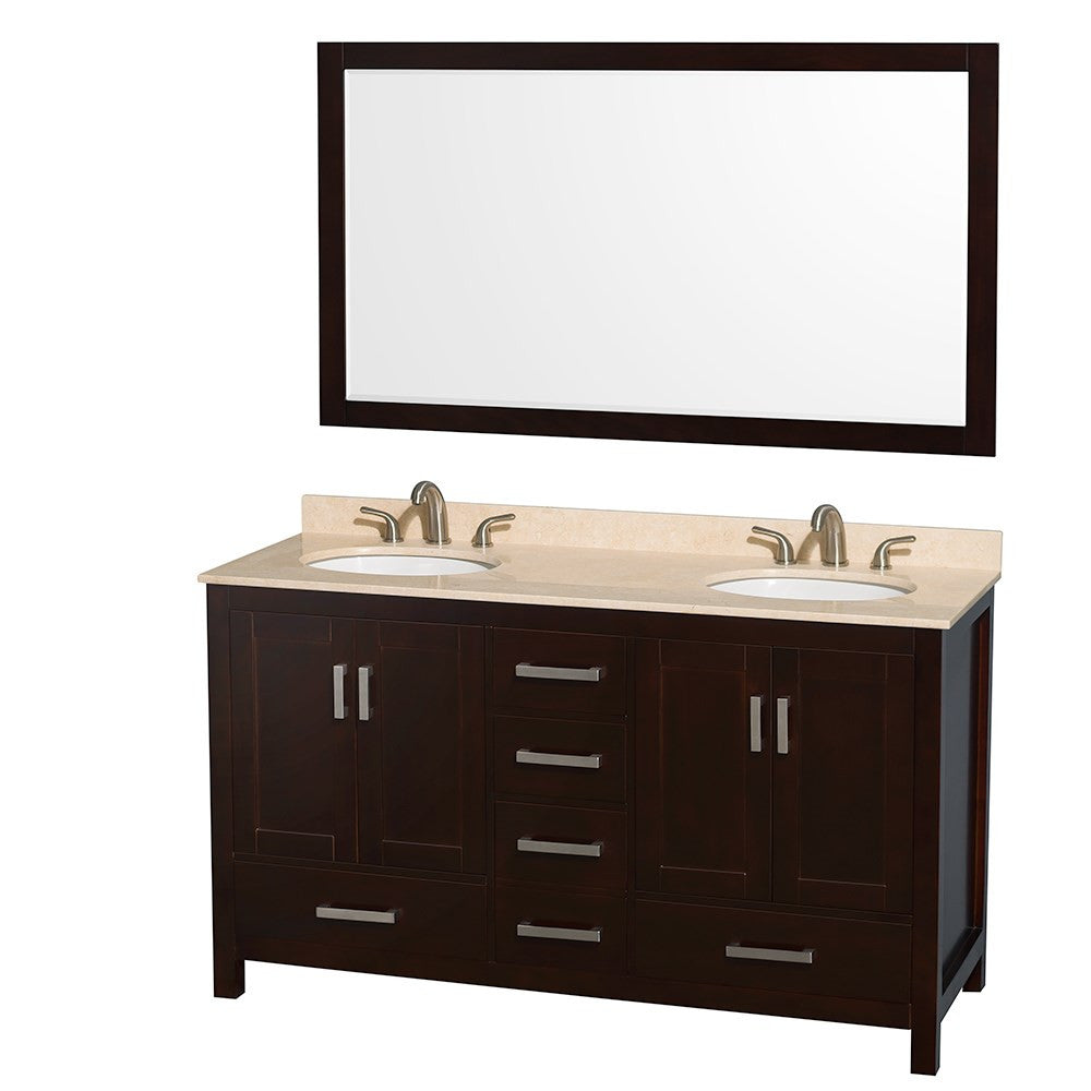 WYNDHAM COLLECTION Sheffield 60-Inch Double Bathroom Vanity - Espresso