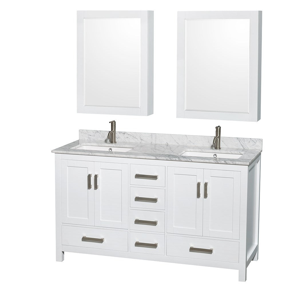WYNDHAM COLLECTION Sheffield 60-Inch Double Bathroom Vanity - White