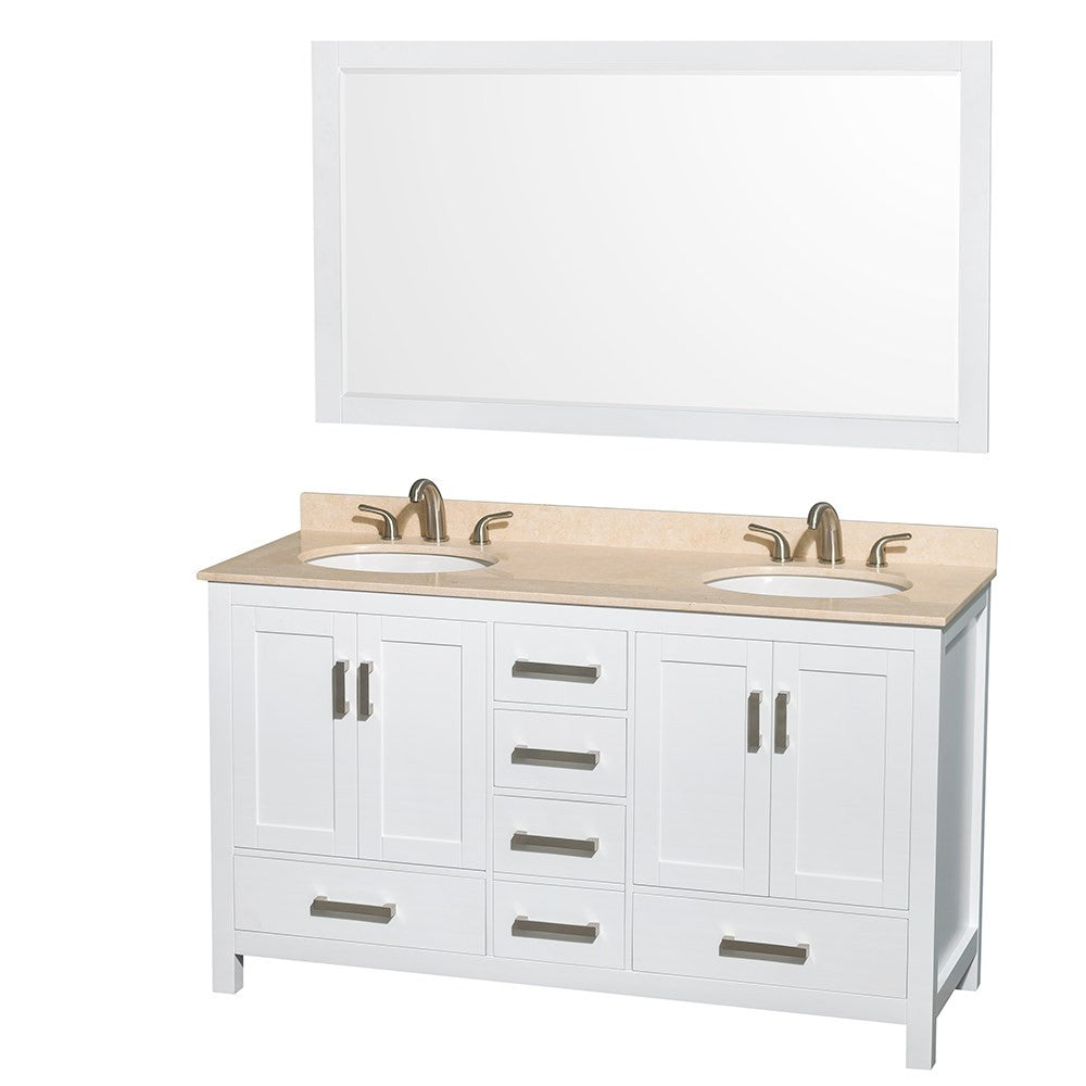 WYNDHAM COLLECTION Sheffield 60-Inch Double Bathroom Vanity - White