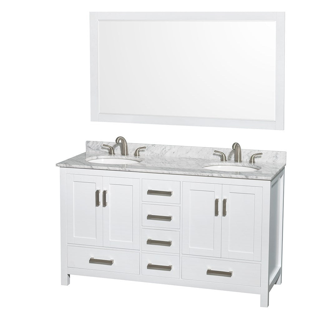 WYNDHAM COLLECTION Sheffield 60-Inch Double Bathroom Vanity - White