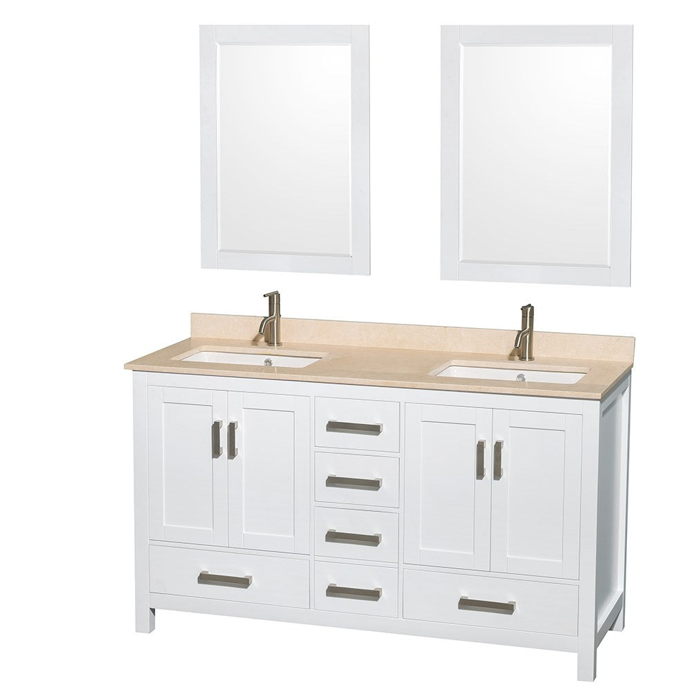 WYNDHAM COLLECTION Sheffield 60-Inch Double Bathroom Vanity - White