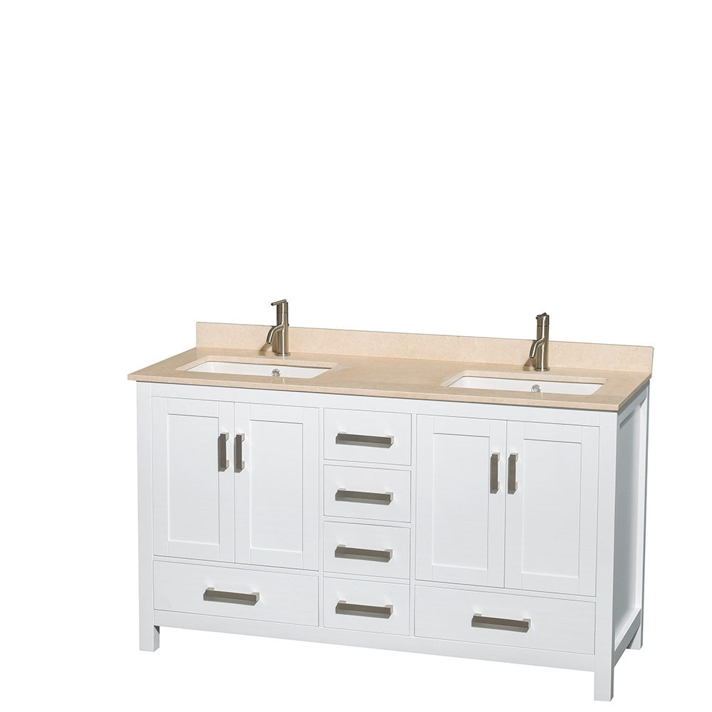WYNDHAM COLLECTION Sheffield 60-Inch Double Bathroom Vanity - White
