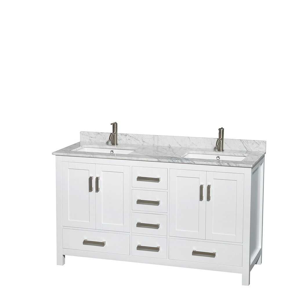 WYNDHAM COLLECTION Sheffield 60-Inch Double Bathroom Vanity - White