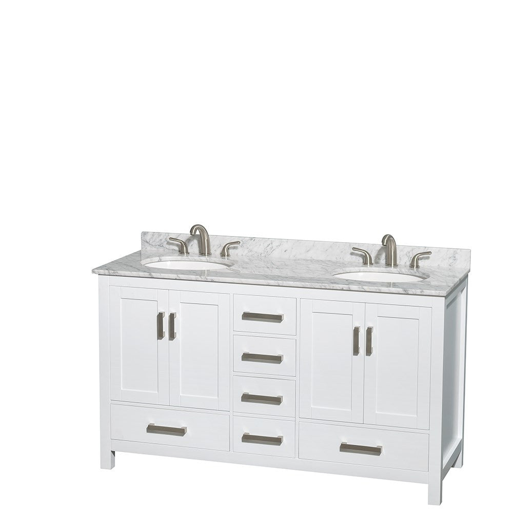 WYNDHAM COLLECTION Sheffield 60-Inch Double Bathroom Vanity - White