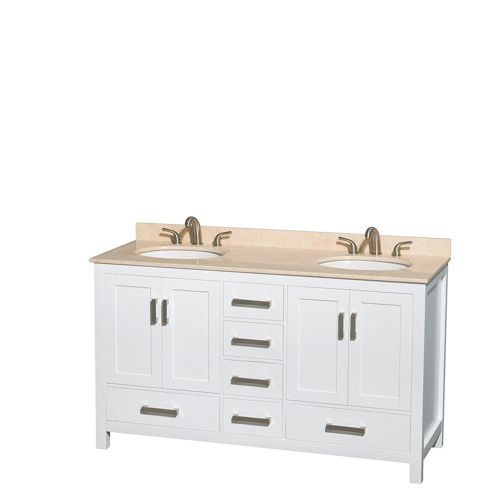 WYNDHAM COLLECTION Sheffield 60-Inch Double Bathroom Vanity - White