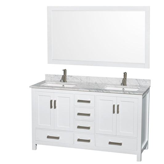 WYNDHAM COLLECTION Sheffield 60-Inch Double Bathroom Vanity - White