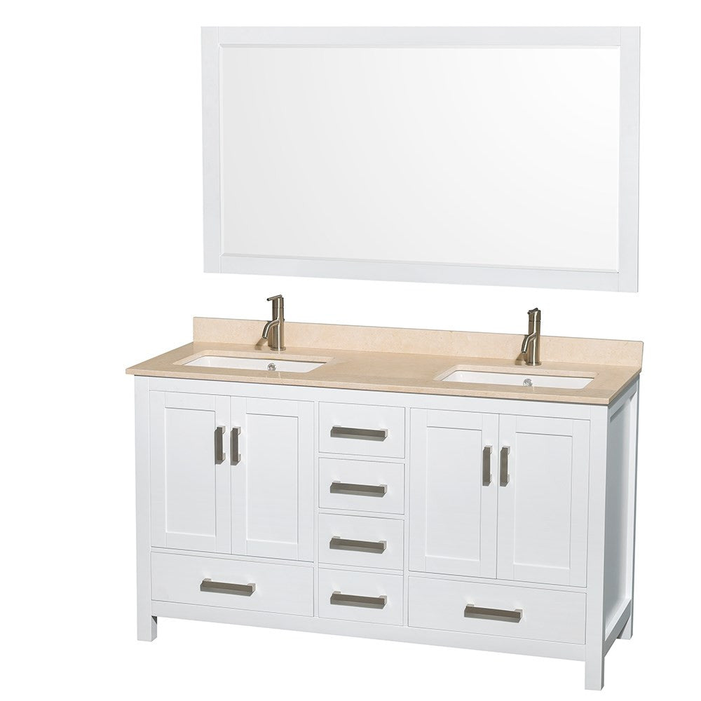 WYNDHAM COLLECTION Sheffield 60-Inch Double Bathroom Vanity - White