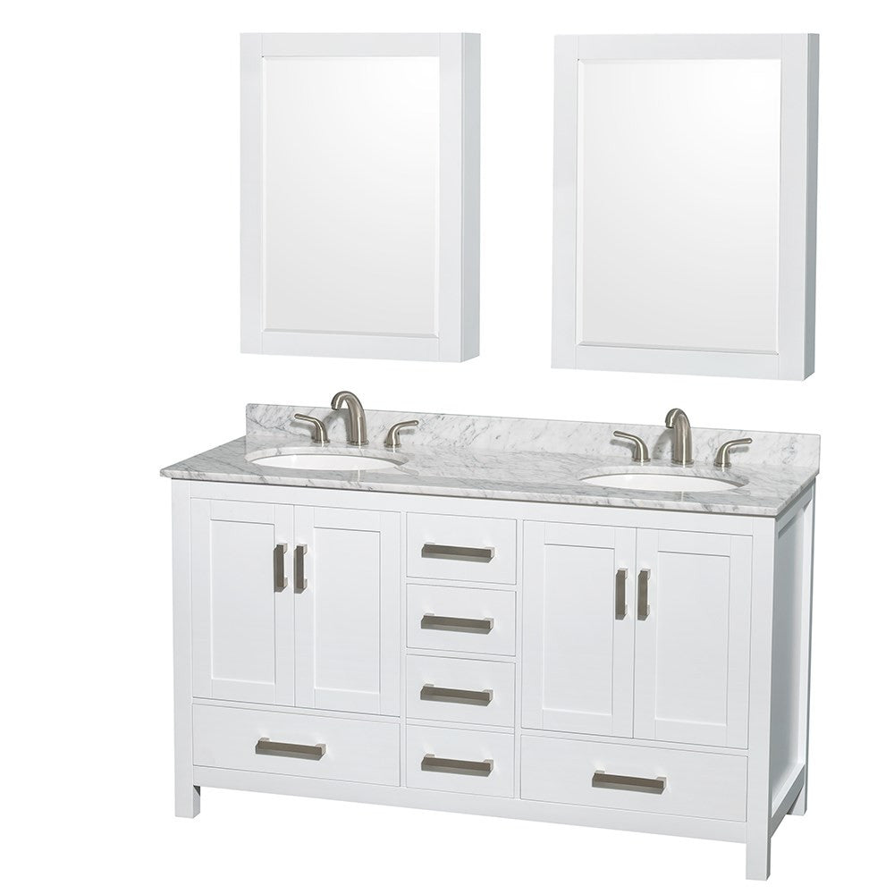WYNDHAM COLLECTION Sheffield 60-Inch Double Bathroom Vanity - White