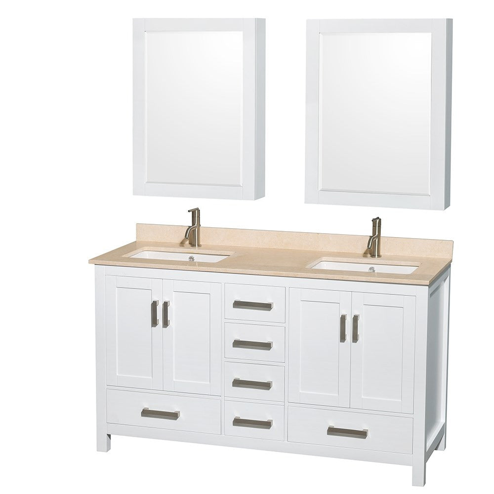 WYNDHAM COLLECTION Sheffield 60-Inch Double Bathroom Vanity - White