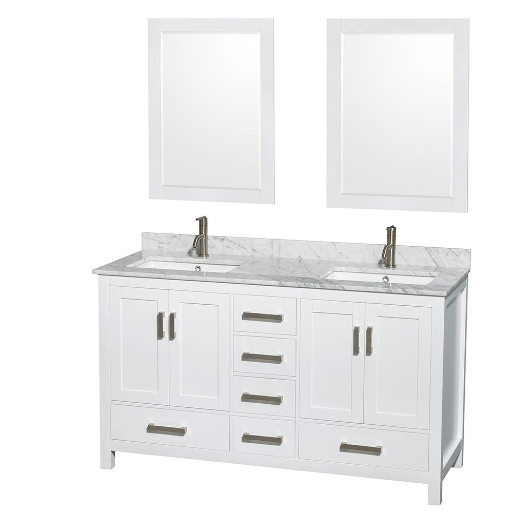 WYNDHAM COLLECTION Sheffield 60-Inch Double Bathroom Vanity - White