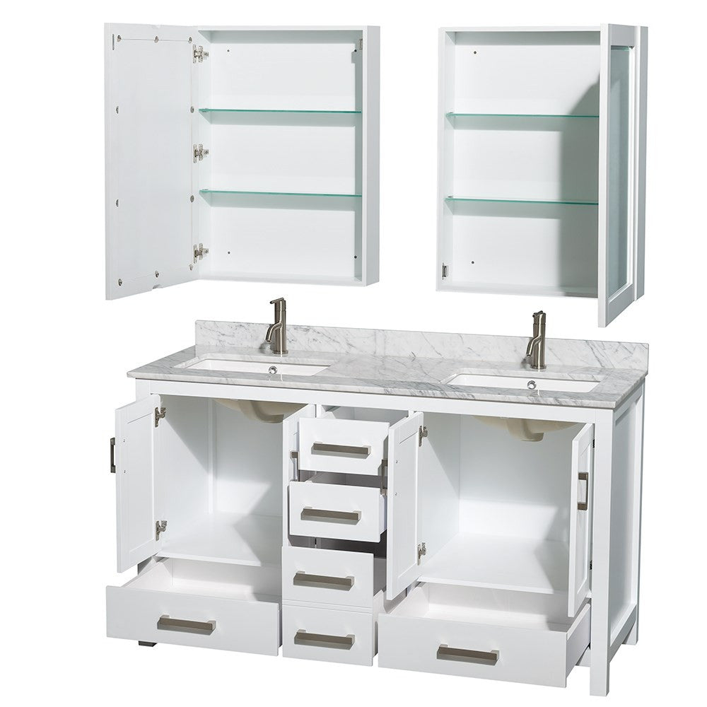 WYNDHAM COLLECTION Sheffield 60-Inch Double Bathroom Vanity - White