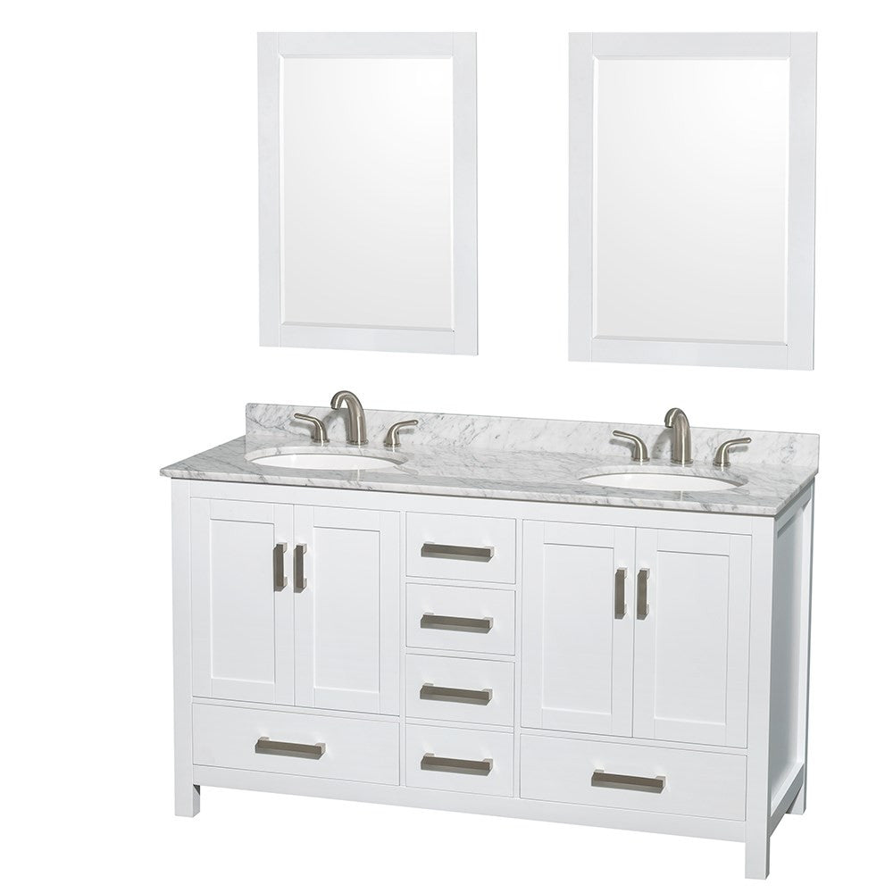 WYNDHAM COLLECTION Sheffield 60-Inch Double Bathroom Vanity - White