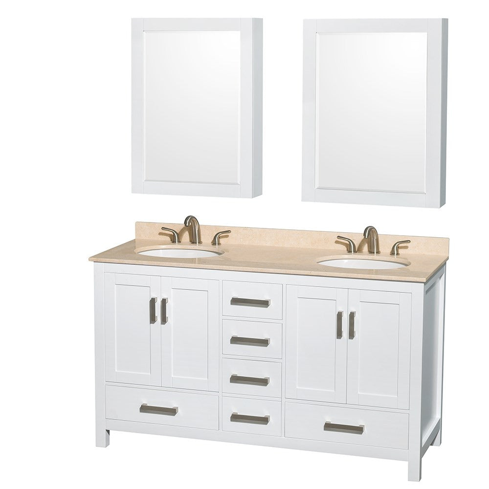 WYNDHAM COLLECTION Sheffield 60-Inch Double Bathroom Vanity - White