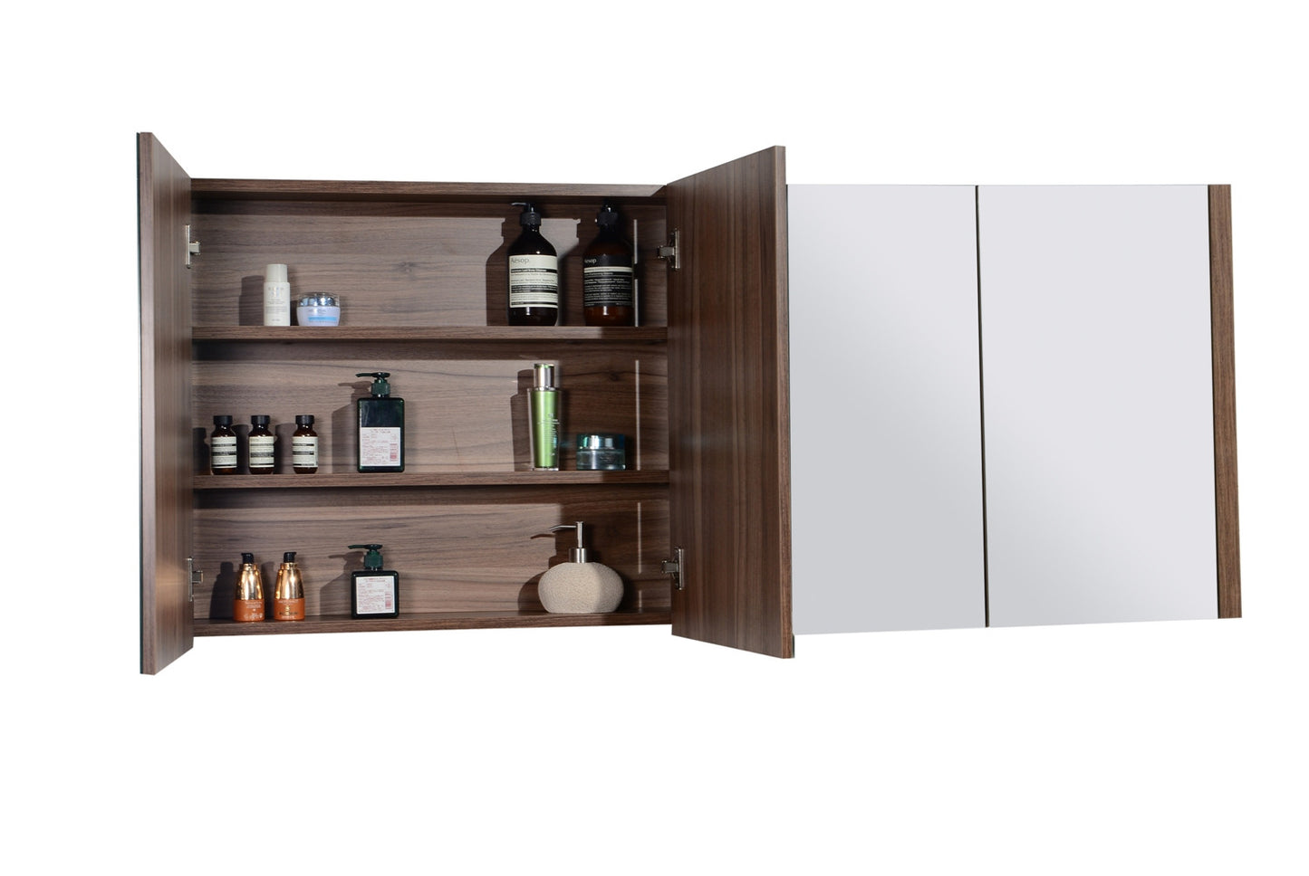 Aquamoon Sparta 63 Walnut Double Sink Modern Bathroom Vanity Set