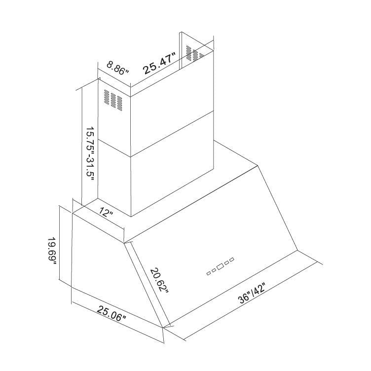 Cavaliere-Euro SV218T2-36" Wall Mount Range Hood