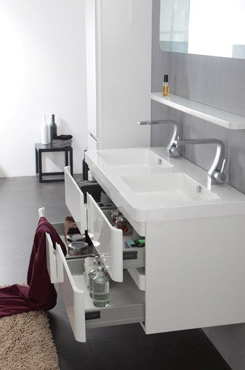 Aquamoon Stratos 47 Double Sink Modern Bathroom Vanity Set - White