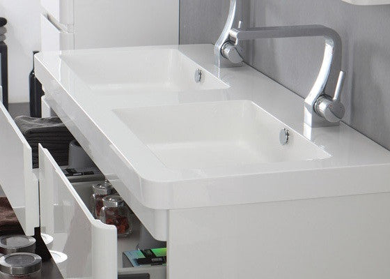 Aquamoon Stratos 47 Double Sink Modern Bathroom Vanity Set - White