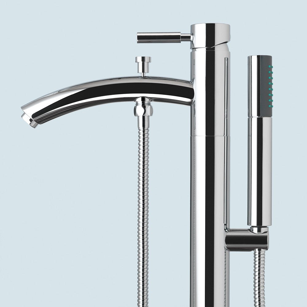 WYNDHAM COLLECTION Taron Floor-Mounted Bathroom Faucet - Polished Chrome
