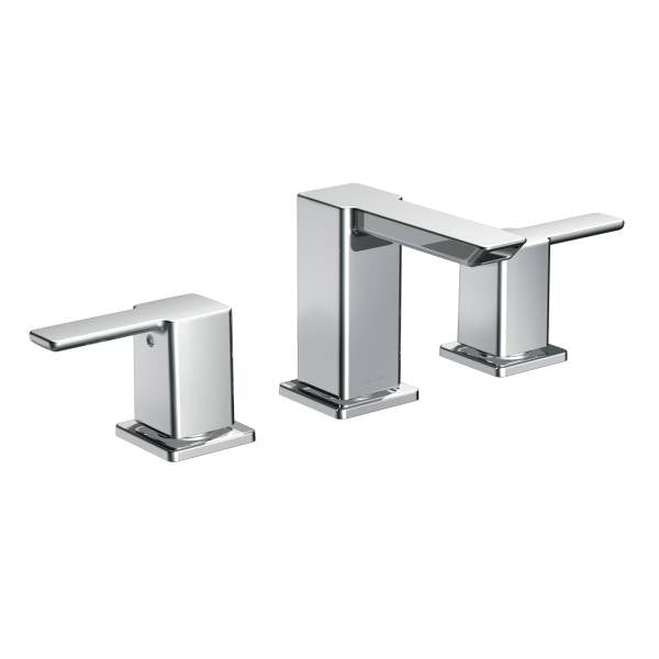 MOEN 90 Degree Chrome Two-Handle Low Arc Bathroom Faucet