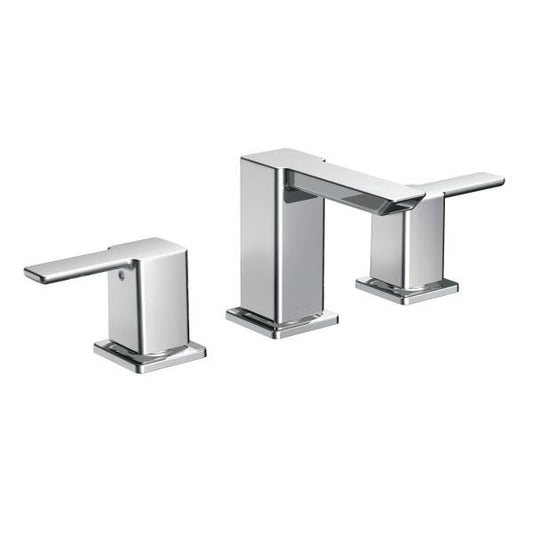 MOEN 90 Degree Chrome Two-Handle Low Arc Bathroom Faucet