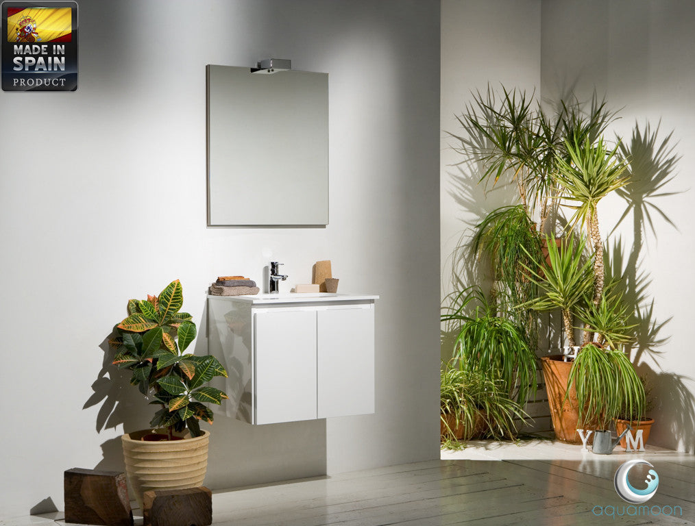 Aquamoon Life 24 White Doors Modern Bathroom Vanity With White Porcelain Sink