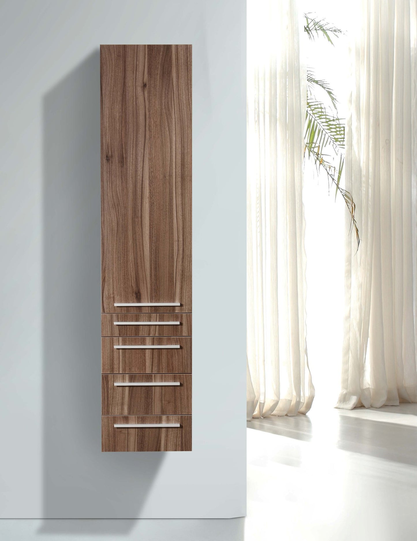 Aquamoon Vance Modern Linen Cabinet - Walnut