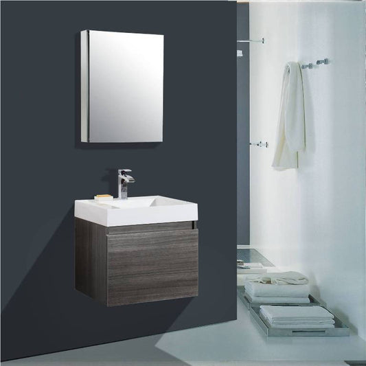 Aquamoon Venice 24" Modern Bathroom Vanity Set - Grey Oak