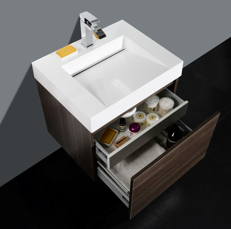 Aquamoon Venice 24" Modern Bathroom Vanity Set - Grey Oak