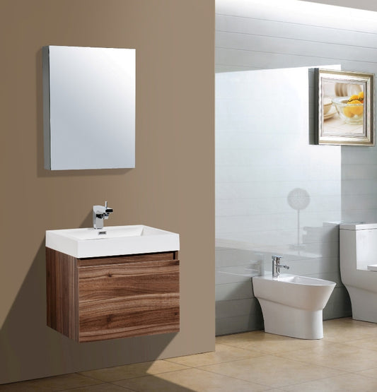 Aquamoon Venice 24" Modern Bathroom Vanity Set - Walnut
