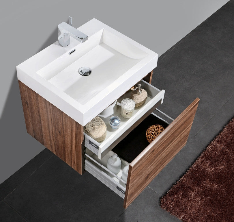 Aquamoon Venice 24" Modern Bathroom Vanity Set - Walnut