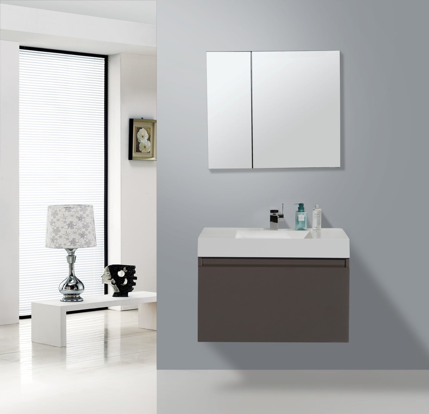 Aquamoon Venice 31" Modern Bathroom Vanity Set - Grey Brown