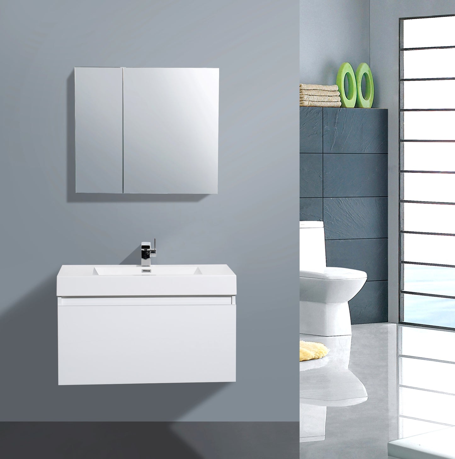 Aquamoon Venice 36 Modern Bathroom Vanity Set - White