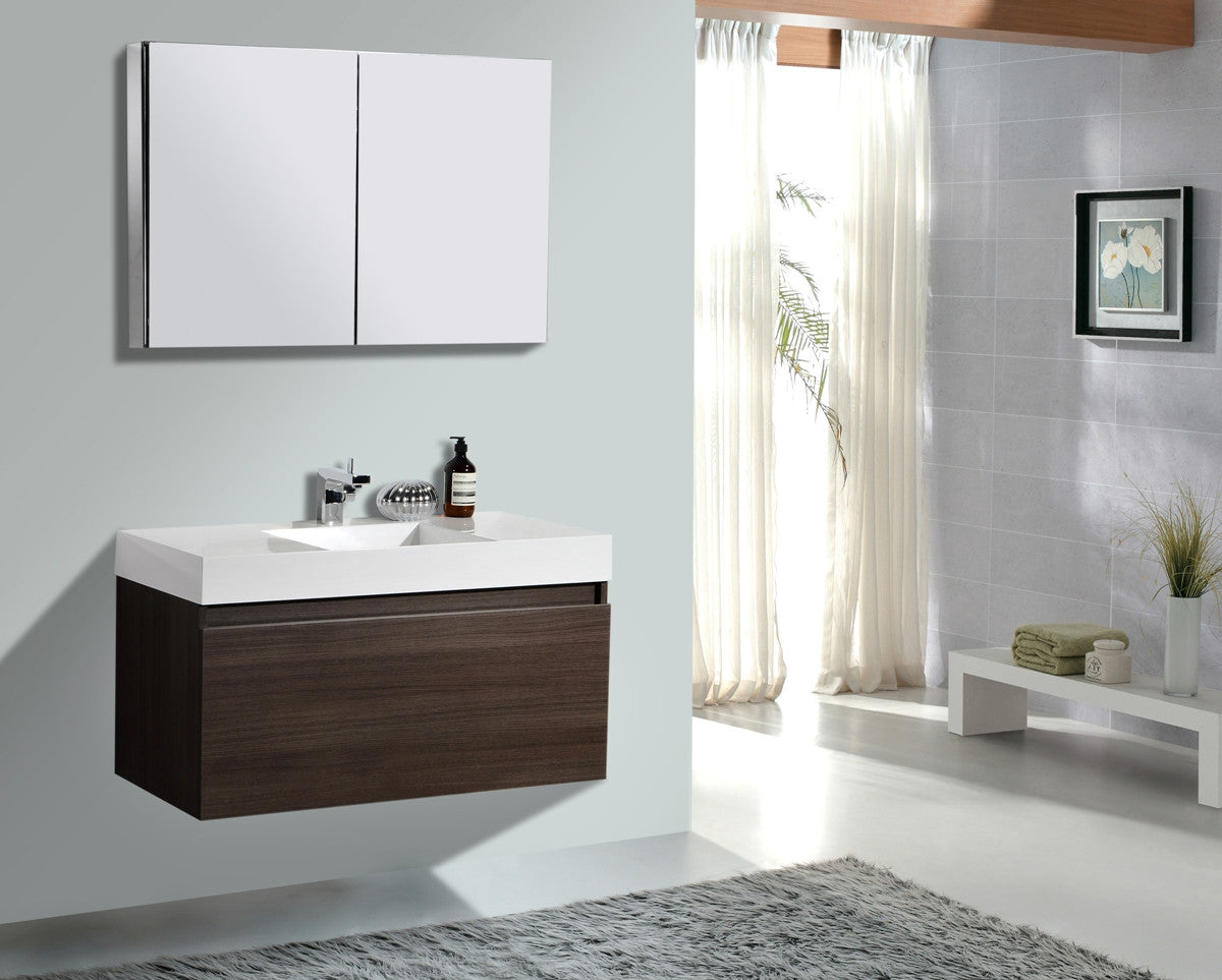 Aquamoon Venice 39 Modern Bathroom Vanity Set - Grey Oak
