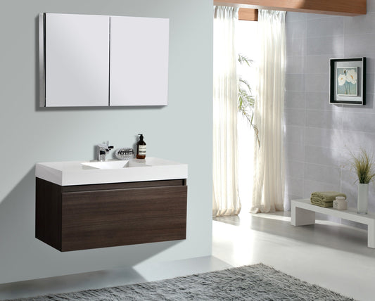Aquamoon Venice 39 Modern Bathroom Vanity Set - Grey Oak