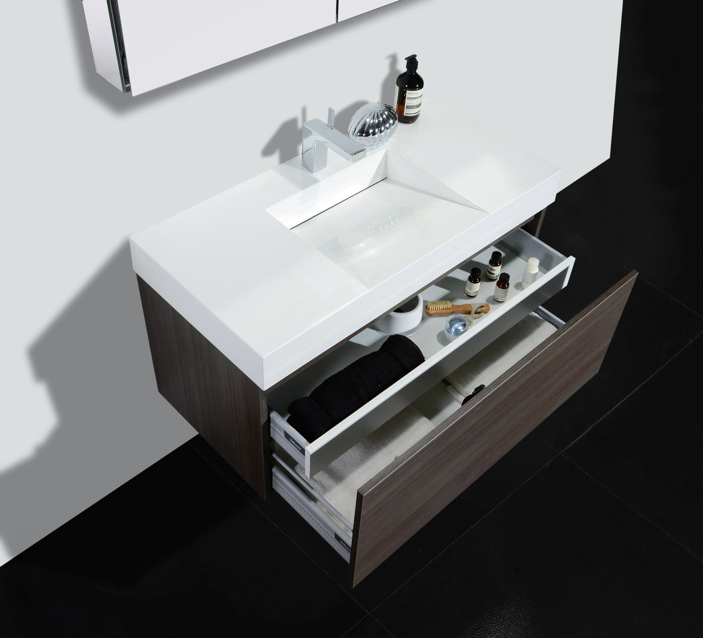 Aquamoon Venice 39 Modern Bathroom Vanity Set - Grey Oak