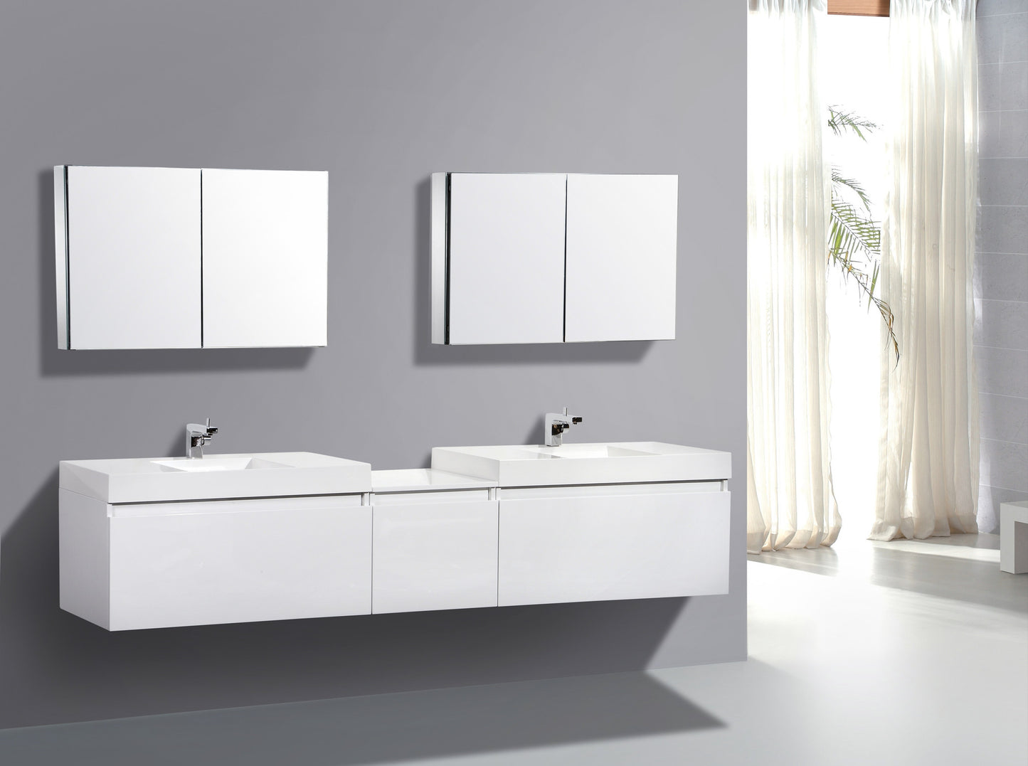 Aquamoon Venice 98" Double Modern Bathroom Vanity set - White