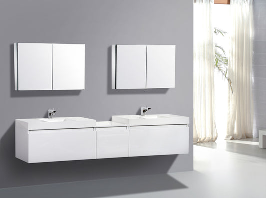 Aquamoon Venice 98" Double Modern Bathroom Vanity set - White