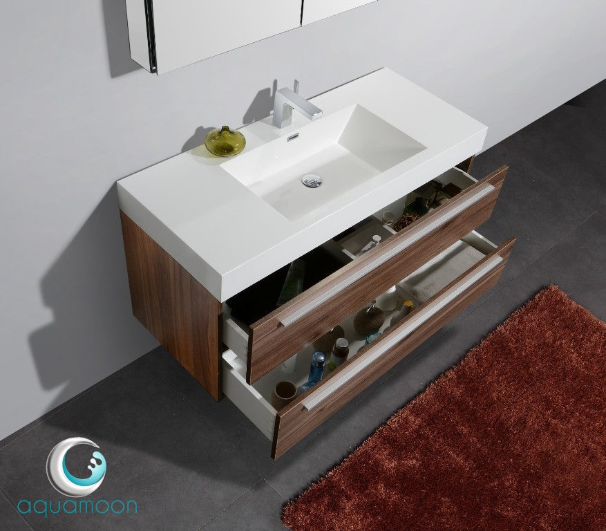 Aquamoon Maya 47 Walnut Modern Bathroom Vanity Set