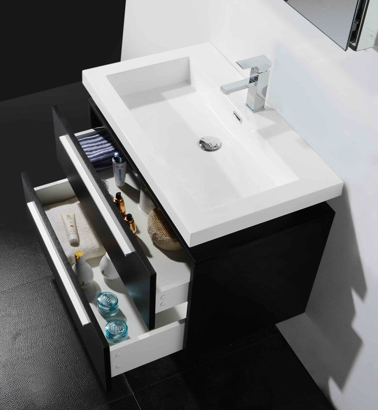 Aquamoon Orion 31 1/4 Black Oak Modern Bathroom Vanity Set