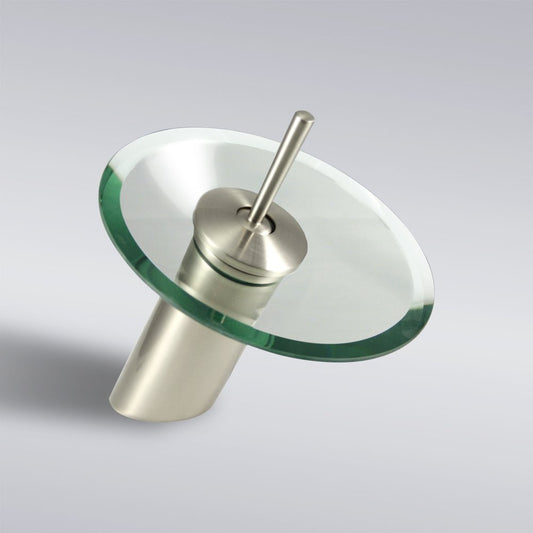 Aqua Decor Waterfall Short Single Hole Mount Bathroom Vanity Faucet - Brushed Nickel