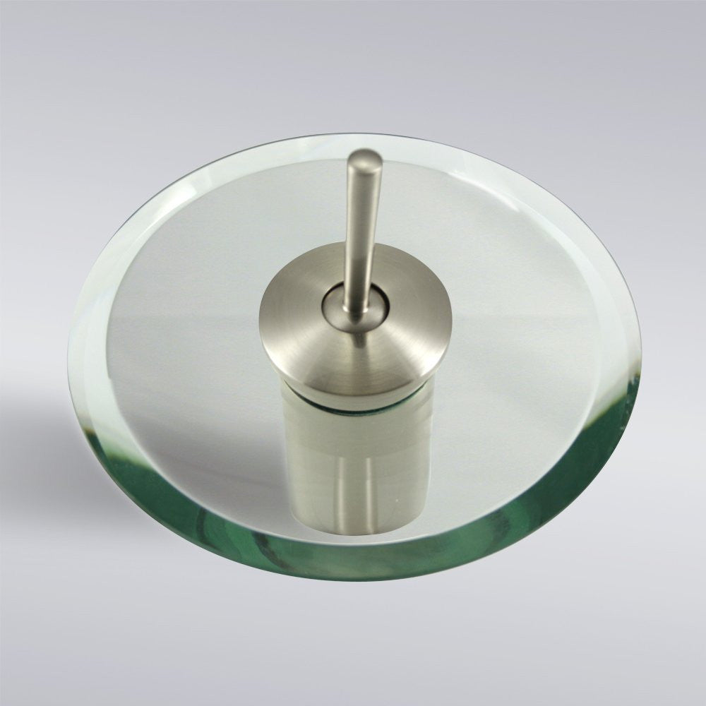 Aqua Decor Waterfall Short Single Hole Mount Bathroom Vanity Faucet - Brushed Nickel