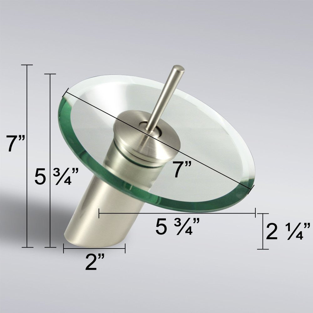 Aqua Decor Waterfall Short Single Hole Mount Bathroom Vanity Faucet - Brushed Nickel