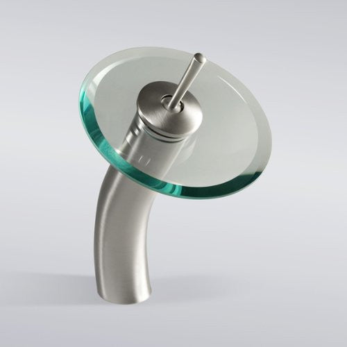 Aqua Decor Waterfall Tall Single Hole Mount Bathroom Vanity Faucet - (Brushed Nickel)