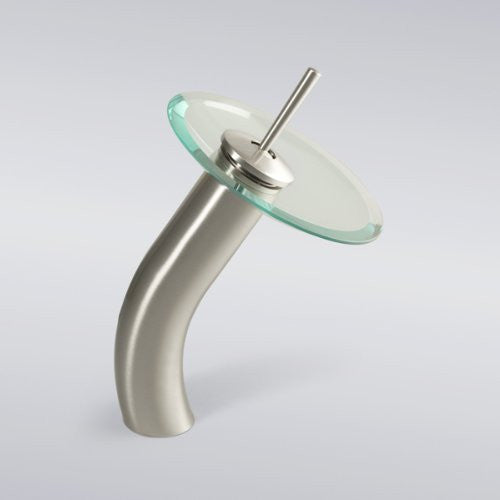 Aqua Decor Waterfall Tall Single Hole Mount Bathroom Vanity Faucet - (Brushed Nickel)