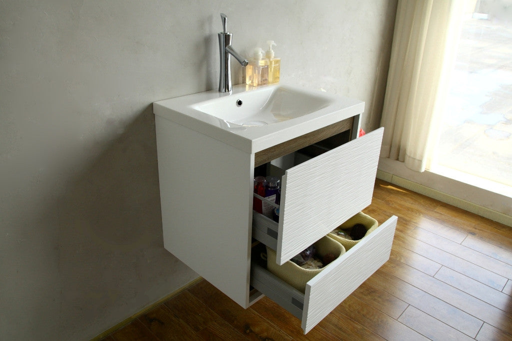 Aquamoon Wave 24 Modern Bathroom Vanity Set - White