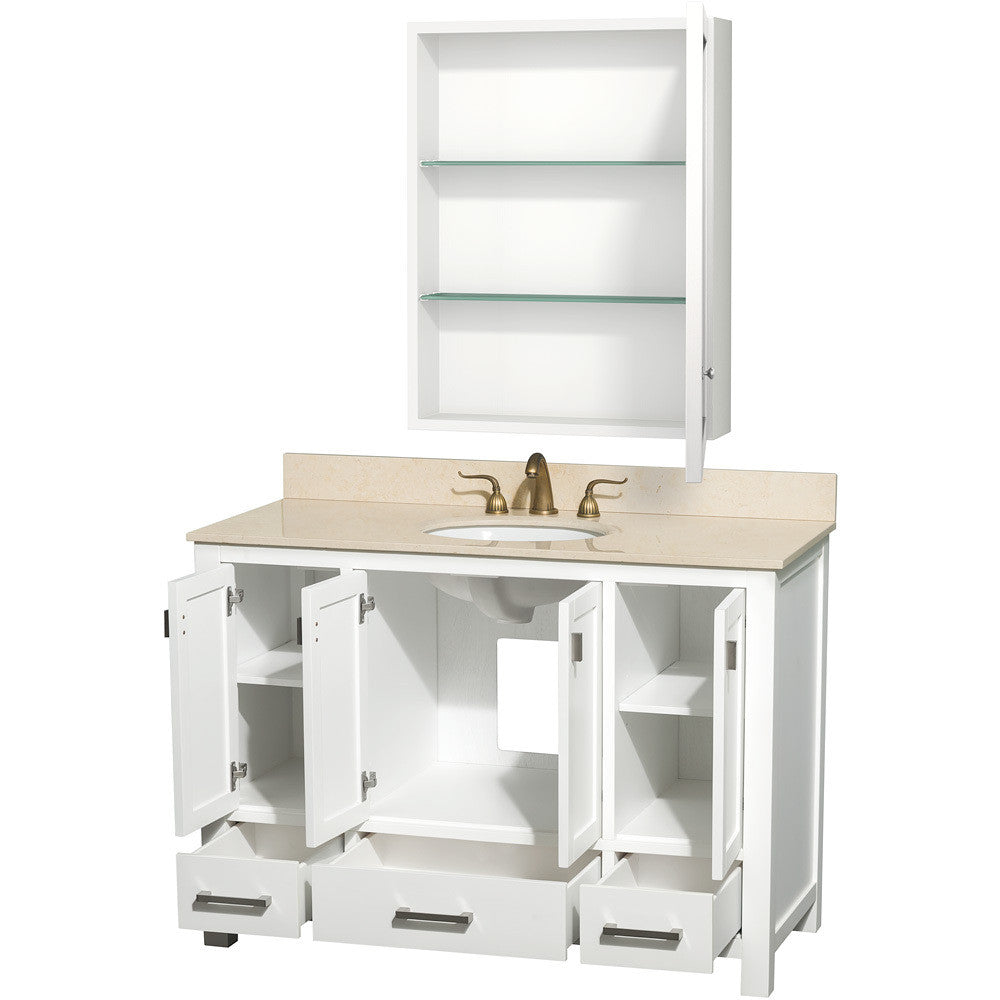 WYNDHAM COLLECTION Abingdon 48-inch Single Bathroom Vanity Set with Medicine Cabinet - White