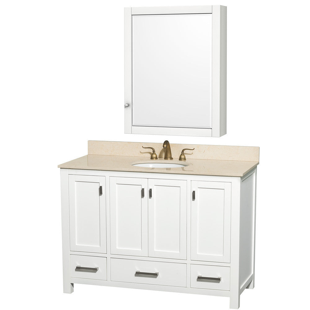 WYNDHAM COLLECTION Abingdon 48-inch Single Bathroom Vanity Set with Medicine Cabinet - White
