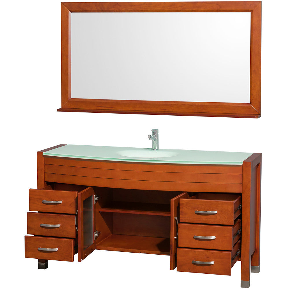 WYNDHAM COLLECTION Daytona 60-Inch Bathroom Vanity With Mirror - Cherry