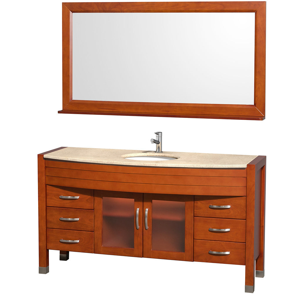 WYNDHAM COLLECTION Daytona 60-Inch Bathroom Vanity With Mirror - Cherry